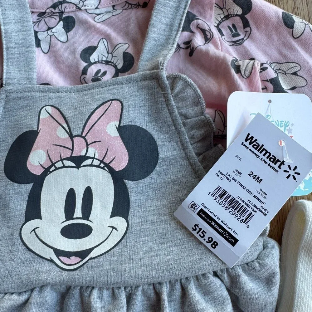 Disney Baby Minnie Mouse Outfit Gray Pink Size 24 Months NWT